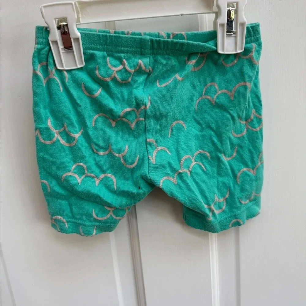 Carter's 3T Teal Girls Pajama Soft Shorts with Mermaid Scale Pattern